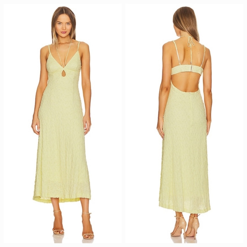 NWT Sabina Musayev Tati Pale Yellow Textured Dress Womens XL